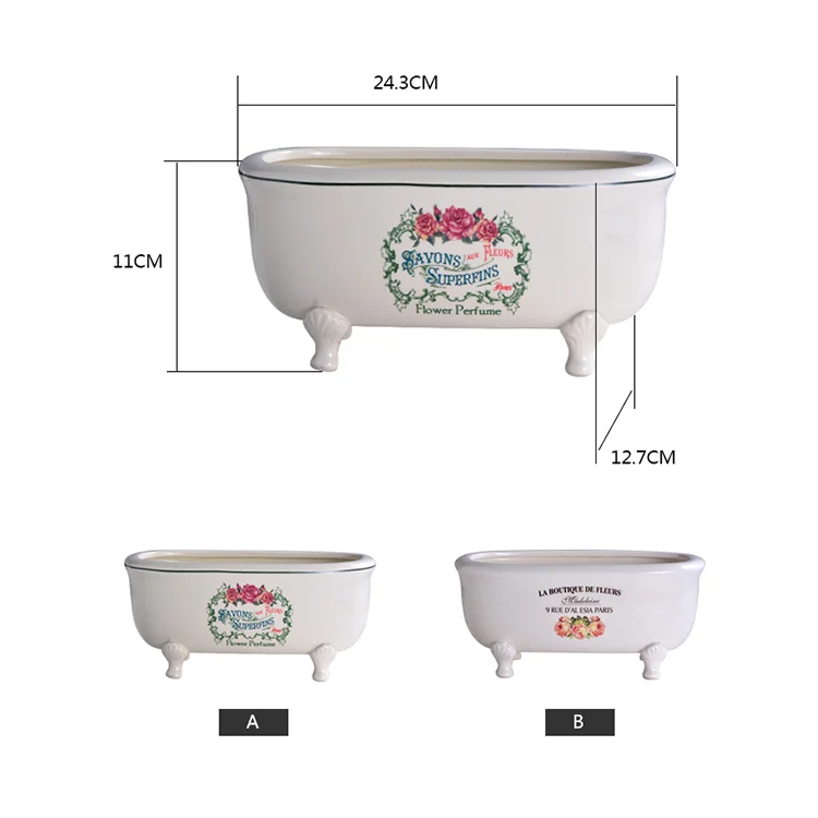 Ceramic mini-bathtub organizer dimensions