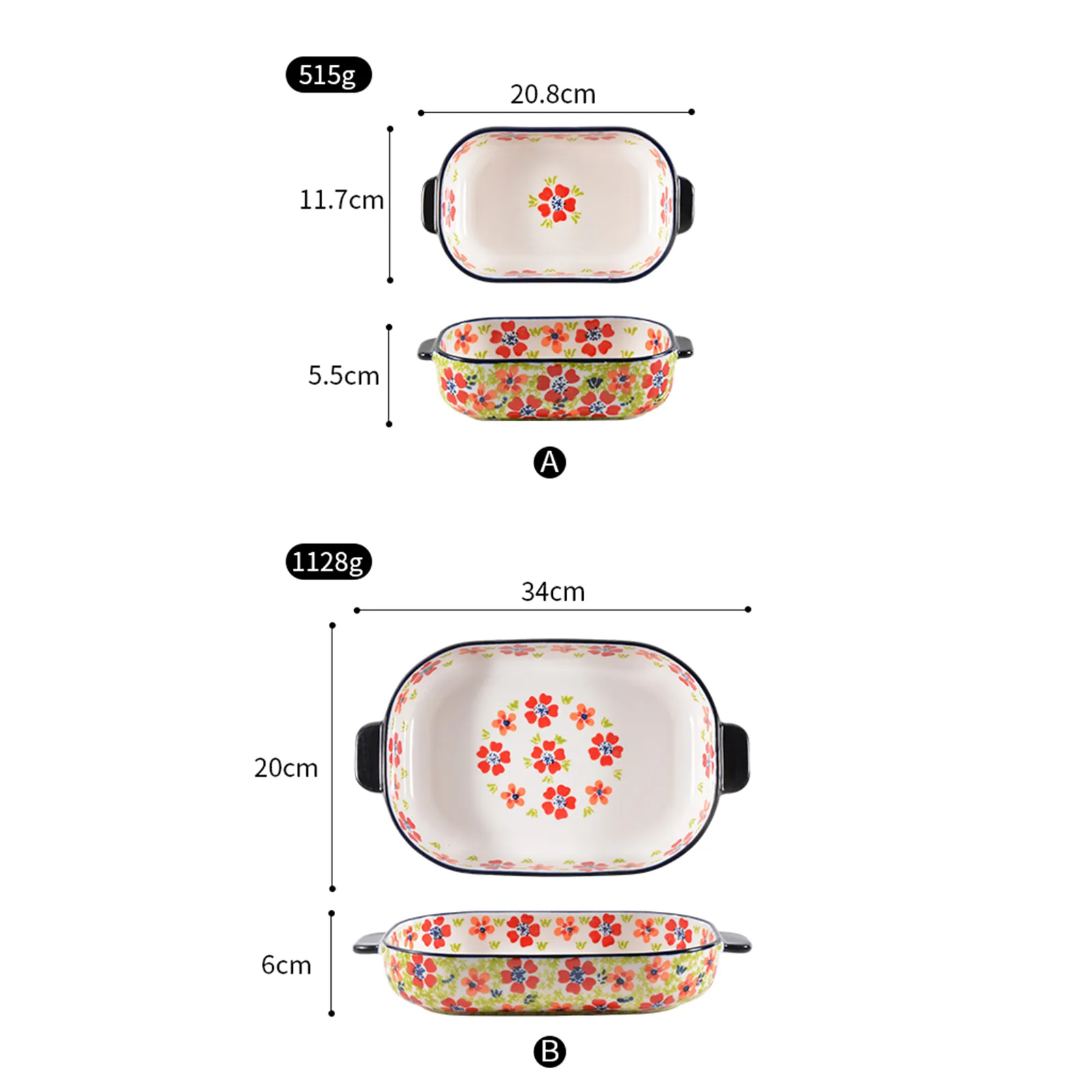 ceramic baking dish dimension