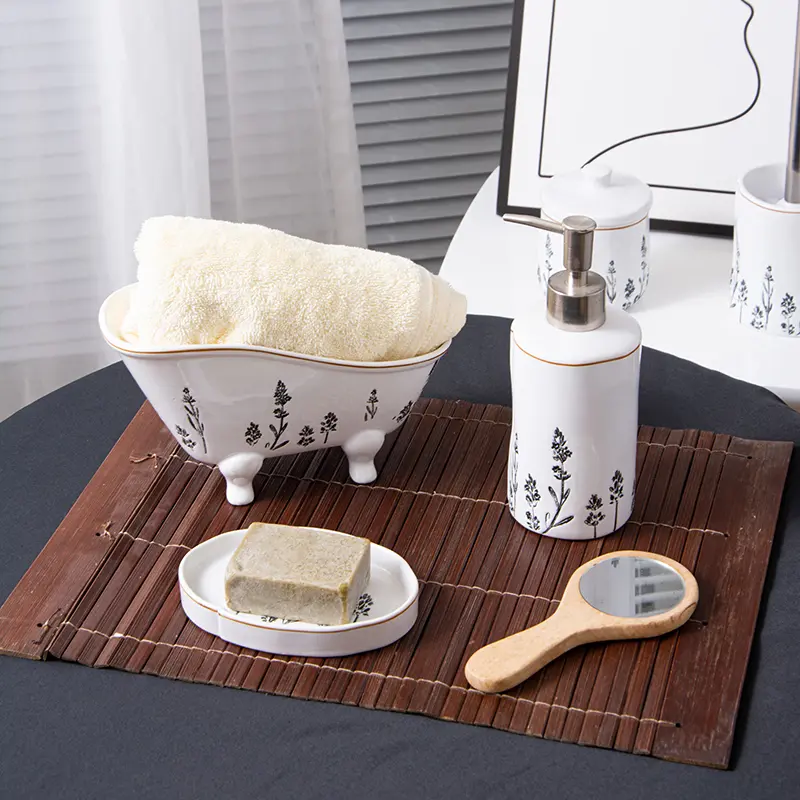 wholesale 6-piece ceramic bathroom accessories set (6)