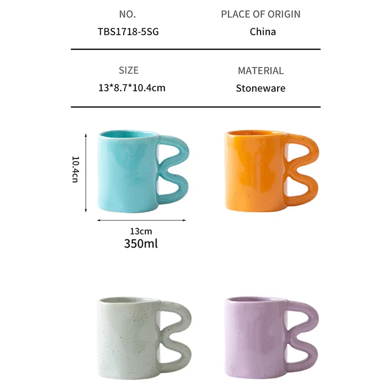 wholesale ceramic mug with wavy handle 6