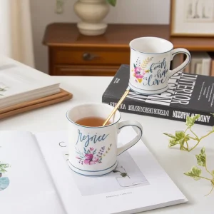 venta al por mayor de flores decoracion taza de ceramica 2