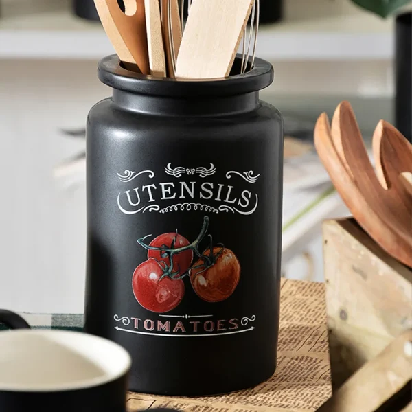 Matte Black Ceramic Kitchenware and Dinnerware Set – Includes Jars, Mugs, and Tableware