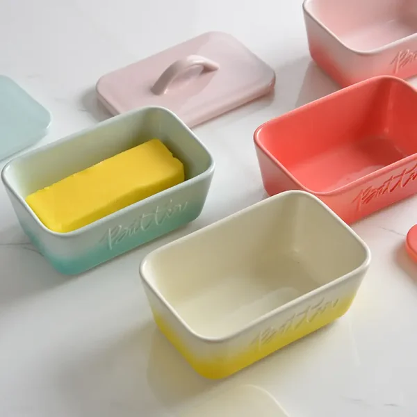 modern ombre ceramic butter dish set (2)