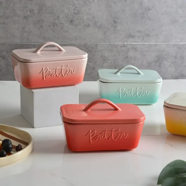 modern ombre ceramic butter dish set (3)