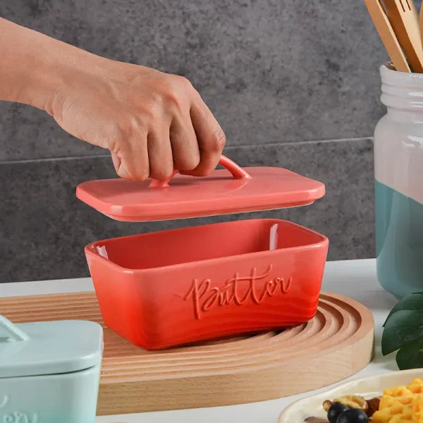 modern ombre ceramic butter dish set (4)