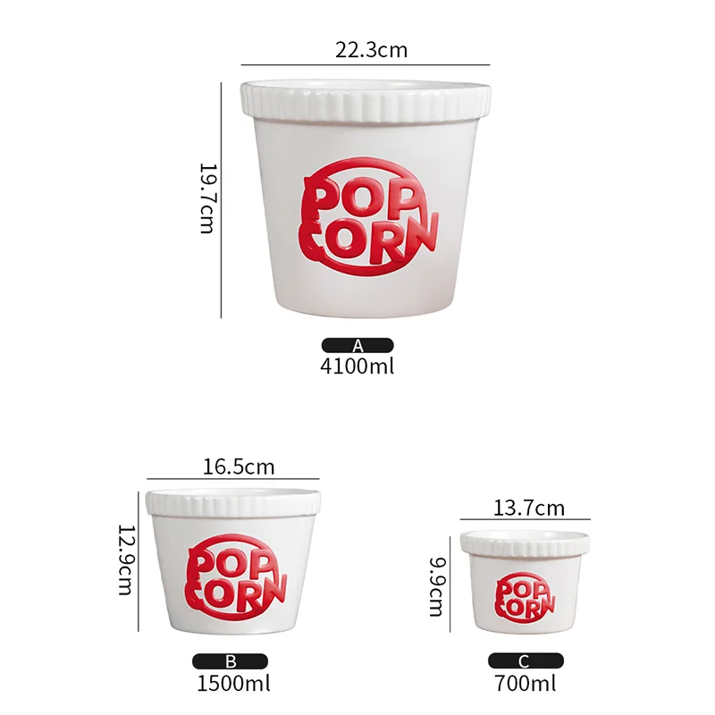 specifications of ceramic popcorn bucket set