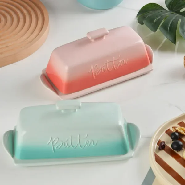 wholesale ceramic butter dish with lid (2)