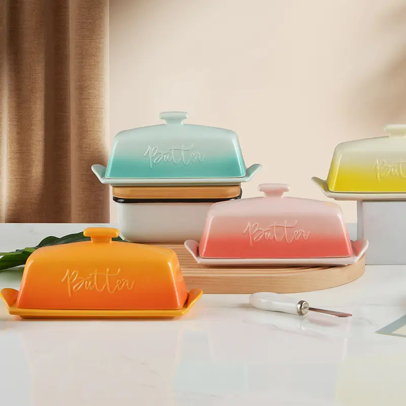 wholesale ceramic butter dish with lid (4)
