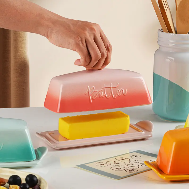 wholesale ceramic butter dish with lid (5)