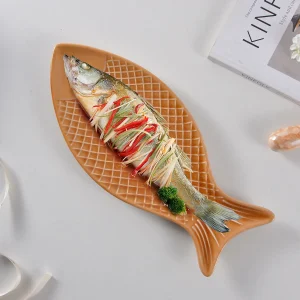 wholesale ceramic fish-shaped serving platter (1)