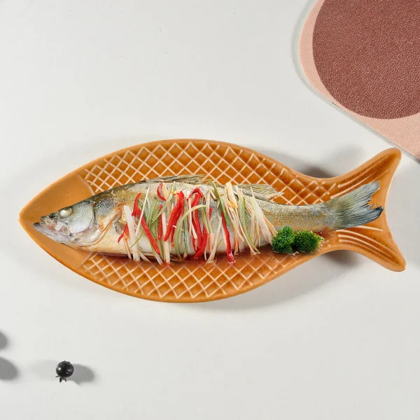 wholesale ceramic fish-shaped serving platter (2)