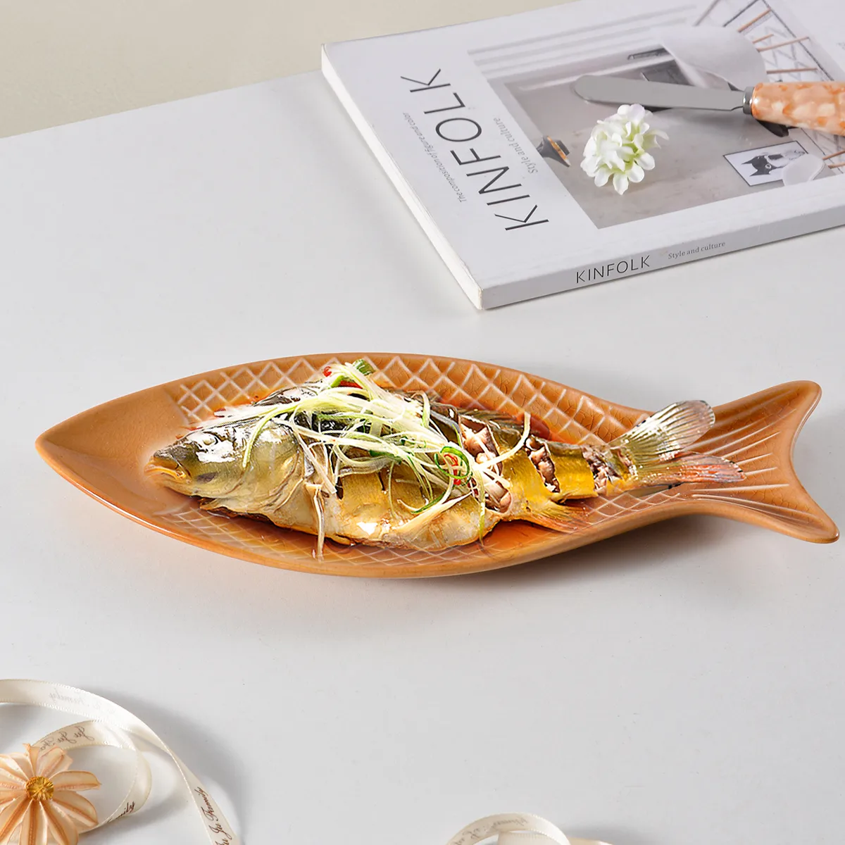 wholesale ceramic fish-shaped serving platter (3)