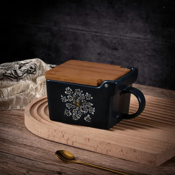 Wholesale Ceramic Salt Cellar​s with Handle and Wooden Lid