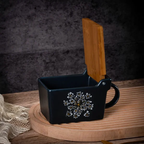 Wholesale Ceramic Salt Cellar​s with Handle and Wooden Lid