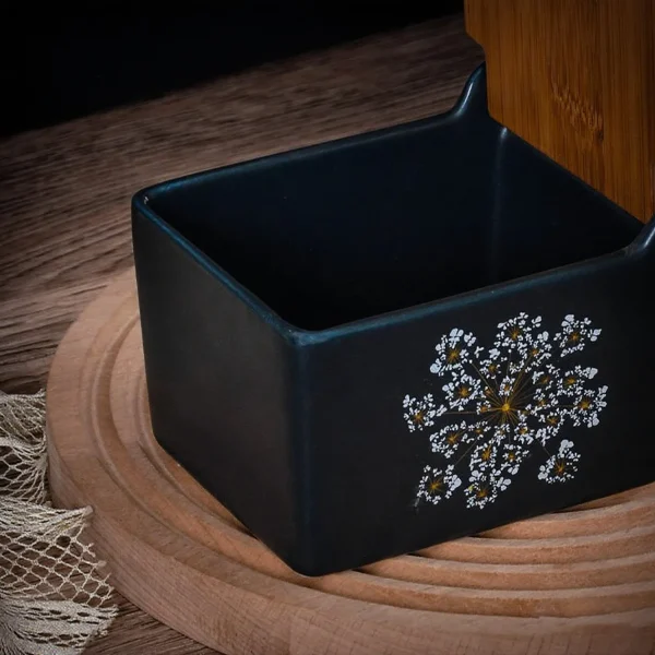 Wholesale Ceramic Salt Cellar​s with Handle and Wooden Lid