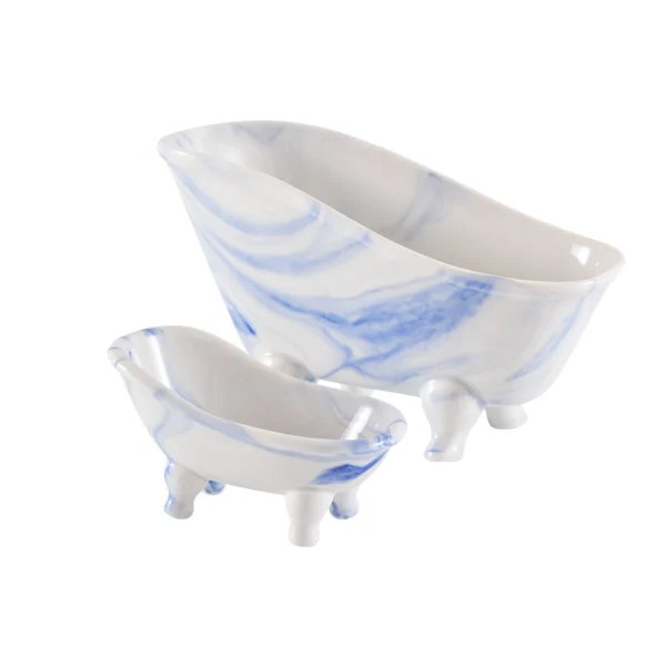 Wholesale Blue-patterned Ceramic Soap Dish Storage Set – Bathtub Design