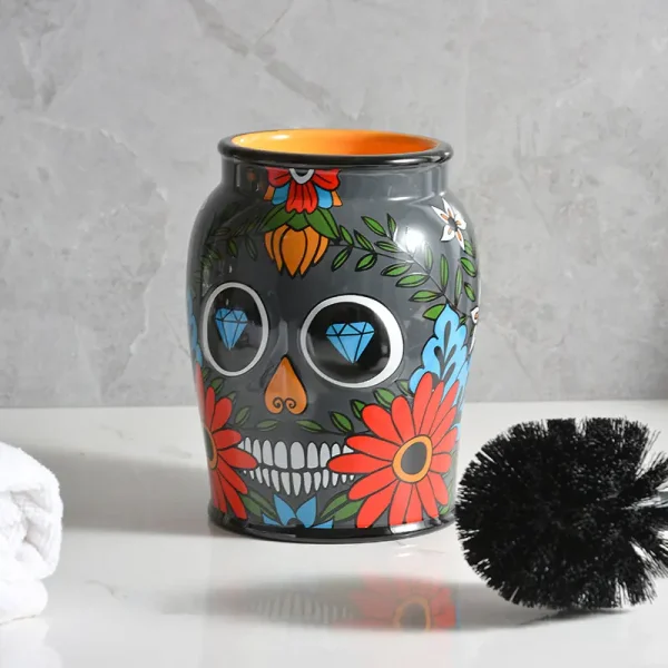 mexican aesthetic skull pattern bath accessory set (5)