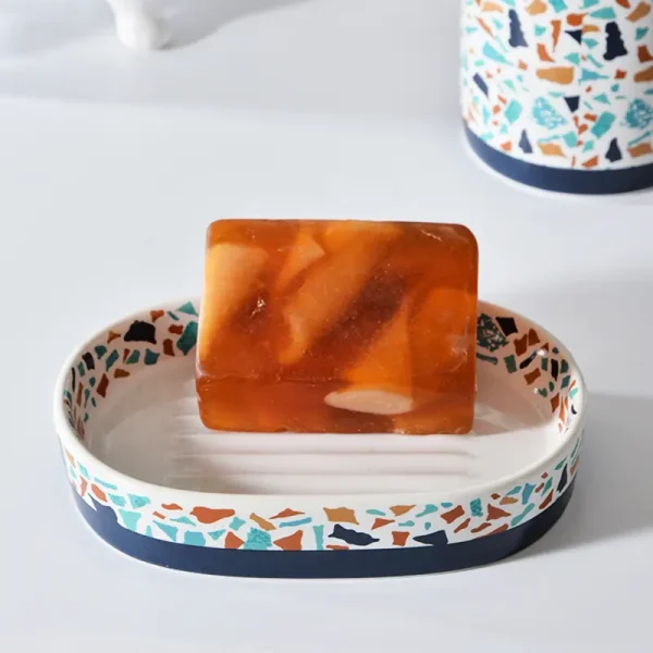 terrazzo textured ceramic bathroom accessories set (4)