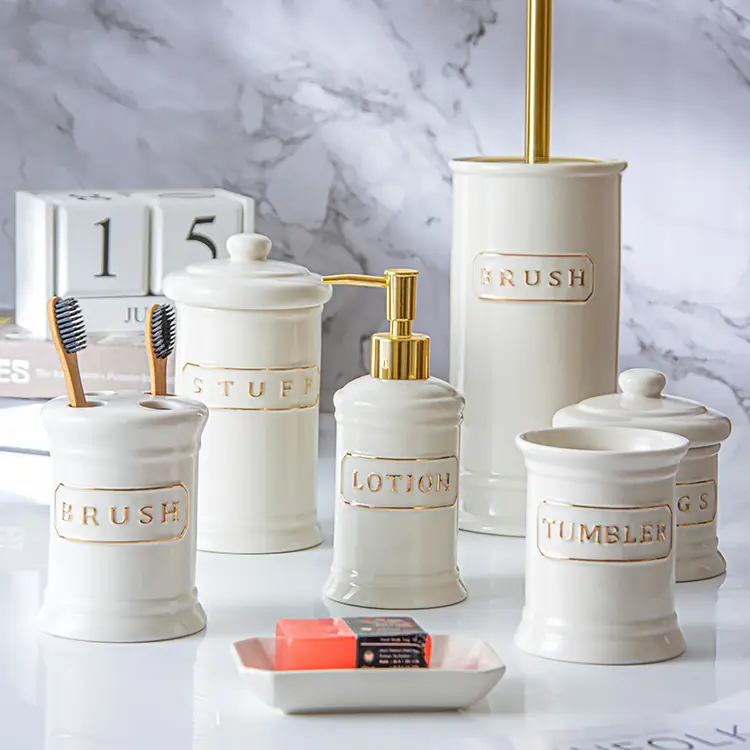 wholesale ceramic bathroom accessories 7-piece set (1)