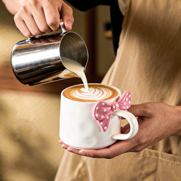 wholesale bow-embossed ceramic coffee cup 1