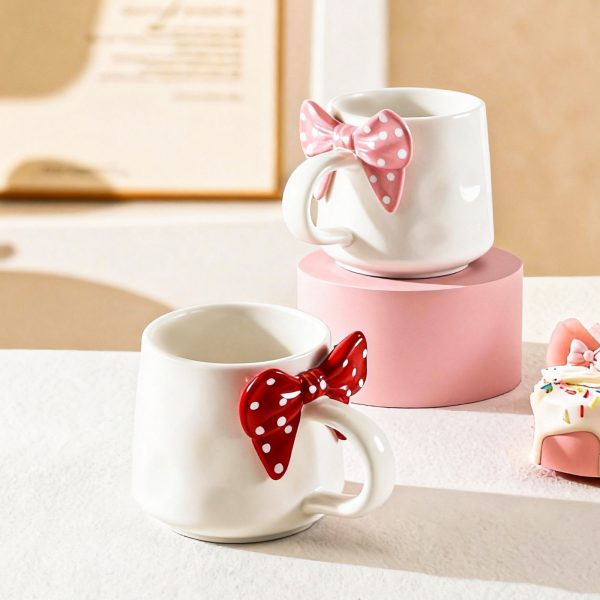 wholesale bow-embossed ceramic coffee cup 2