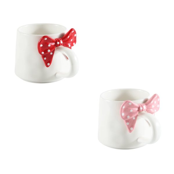 wholesale bow-embossed ceramic coffee cup 7