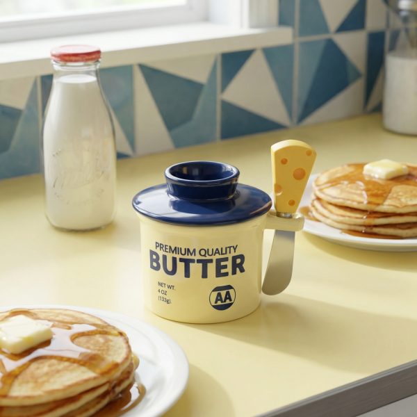 Wholesale Cute Ceramic Butter Crock with Spreader