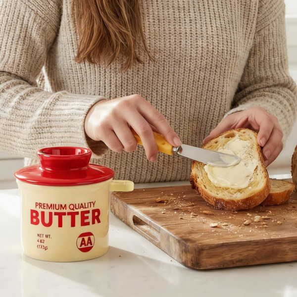 Wholesale Cute Ceramic Butter Crock with Spreader