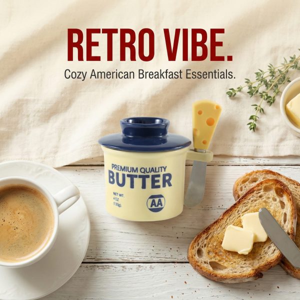 Wholesale Cute Ceramic Butter Crock with Spreader