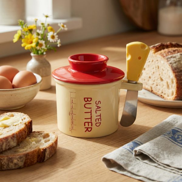 Wholesale Cream-colored Butter Crock with Butter Knife – Factory Supply, Support Customization