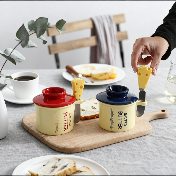 Wholesale Cream-colored Butter Crock with Butter Knife – Factory Supply, Support Customization