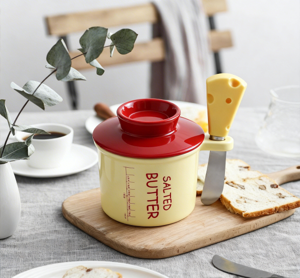 Wholesale Cream-colored Butter Crock with Butter Knife – Factory Supply, Support Customization