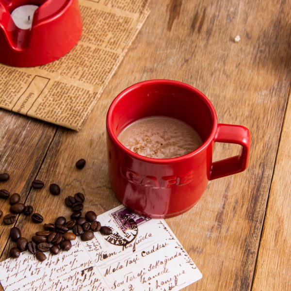 Wholesale Red Ceramic Pour Over Coffee Set, Tealight Can Be Added for Heating