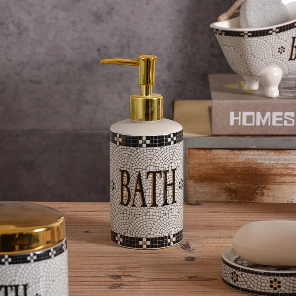 Wholesale 7-Piece Mosaic Texture Bathroom Set - Factory Direct Ceramic Bathroom Set Supply