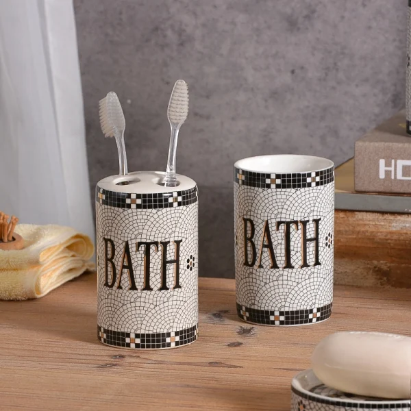Wholesale 7-Piece Mosaic Texture Bathroom Set - Factory Direct Ceramic Bathroom Set Supply