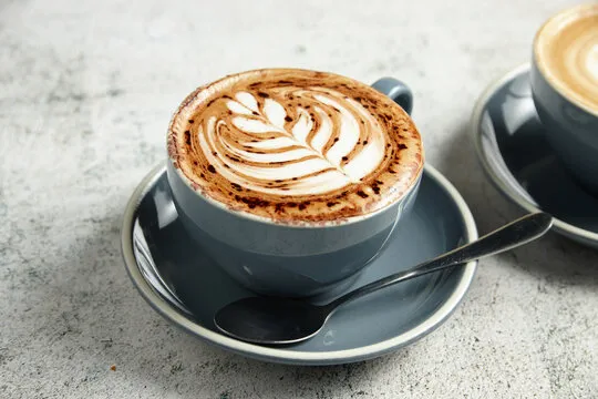 hot coffee in ceramic mug