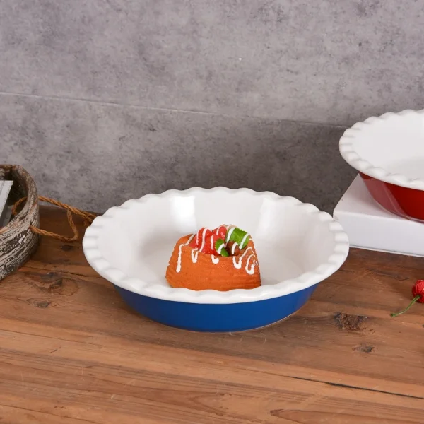 Wholesale Ceramic Pie Pan, Round Scalloped Baking Pan for Quiche & Tart