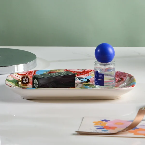 Wholesale Floral Ceramic Jewelry Plate, Rose Oil Painting Texture – Manufacturer Supply Bulk Orders