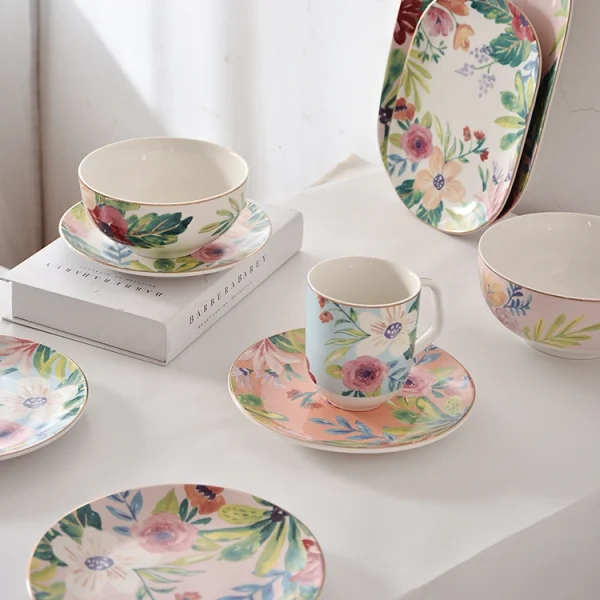 Floral Ceramic Tea Cup and Saucer Set Bulk for Wholesale Buyers