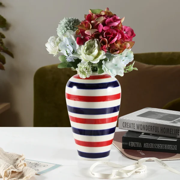 Wholesale Striped Ceramic Flower Vase for Home Decor – Ceramic Vase Manufacturer