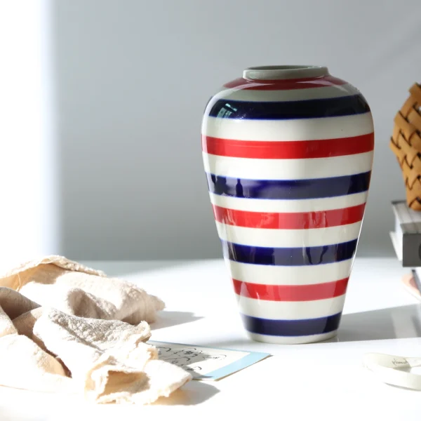 Wholesale Striped Ceramic Flower Vase for Home Decor – Ceramic Vase Manufacturer