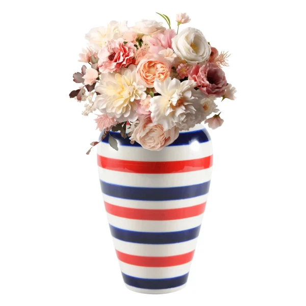 Wholesale Striped Ceramic Flower Vase for Home Decor – Ceramic Vase Manufacturer