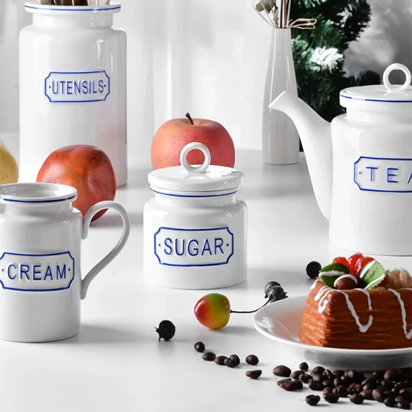 Wholesale Ceramic Tea & Coffee Set with Canisters