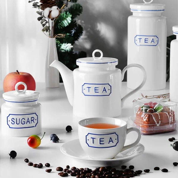 Wholesale Ceramic Tea & Coffee Set with Canisters