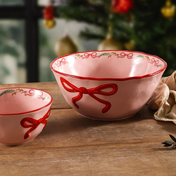 Wholesale Festive Pink Christmas Ceramic Tableware Collection – Ceramic Tableware Supplier