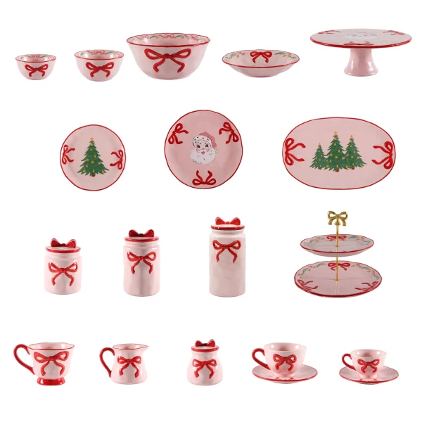 Wholesale Festive Pink Christmas Ceramic Tableware Collection – Ceramic Tableware Supplier