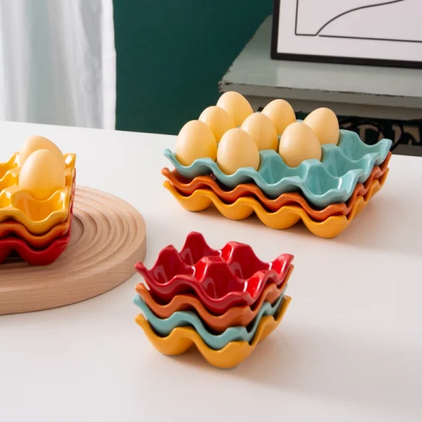 Wholesale Ceramic 6-Slot Egg Trays, Multiple Colors Available – Factory Direct Supply