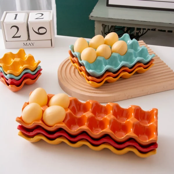 Wholesale Ceramic 6-Slot Egg Trays, Multiple Colors Available – Factory Direct Supply
