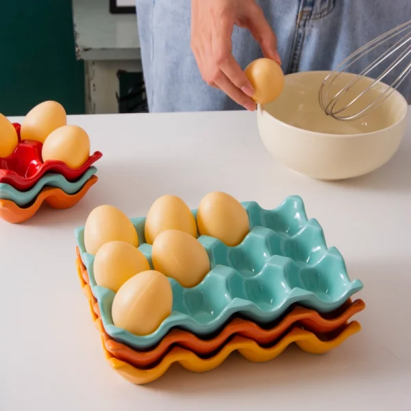 Wholesale Ceramic 6-Slot Egg Trays, Multiple Colors Available – Factory Direct Supply