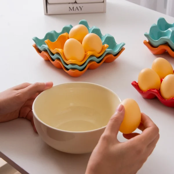 Wholesale Ceramic 6-Slot Egg Trays, Multiple Colors Available – Factory Direct Supply